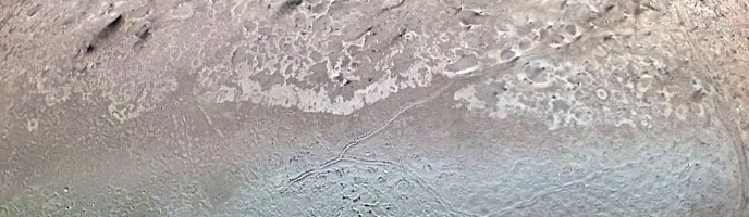 This close-up image of Triton was taken by the Voyager 2 spacecraft