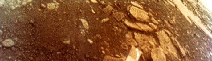 The Russian spacecraft Venera 13 took this image of the surface of Venus on March 1, 1982