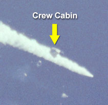 Image of Challenger Breakup Showing Crew Cabin