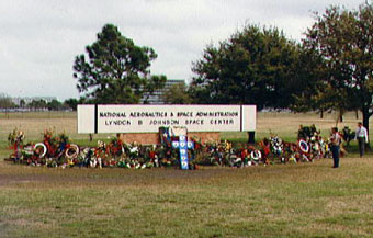 Image of Flowers at the Johnson Space Center Sign
