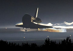 Image of Space Shuttle Atlantis landing after its final mission