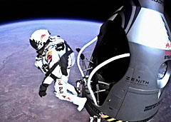 Image of Felix Baumgartner starting his historic jump