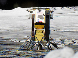 Artist rendering of the Odysseus lander on the Moon
