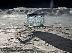 Artist illustration of the Philae lander on the surface of comet 67P/Churyumov-Gerasimenko