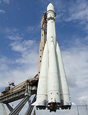 Image of R-7 Semyorka, first intercontinental ballistic missile