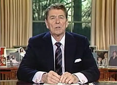 Image of President Ronald Reagan addressing the nation on the Challenger Disaster