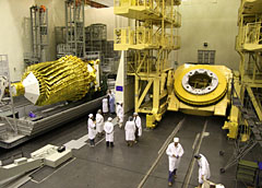 Image of the Russian Spektr-R telescope being assembled