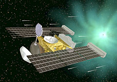Artist illustration of the Stardust mission at comet Wild 2