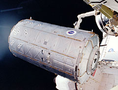 Image of ISS Destiny Laboratory Module being deployed by STS-98