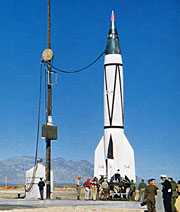Image of a V2 rocket at White Sands, New Mexico