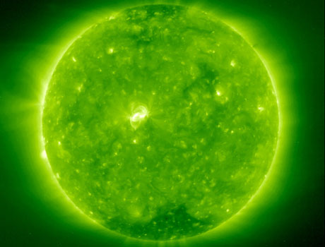 Image of the Sun showing gas at a temperature of 1,500,000C gas in the star's thin, outer atmosphere