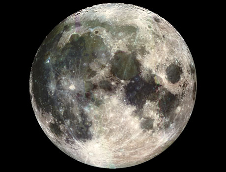 Color image of the Moon taken by the Galileo spacecraft on its way to Jupiter