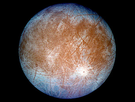 Image of Jupiter's moon Europa taken by the Galileo orbiter as it studied the Jovian system
