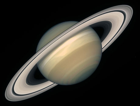 Image of the planet Saturn captured by the Hubble Space Telescope using its wide field planetary camera