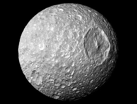 Detailed image of Saturn's moon, Mimas, taken by NASA's Cassini spacecraft