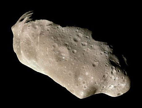 Image of the asteroid Ida captured by the Galileo spacecraft while on its way to Jupiter