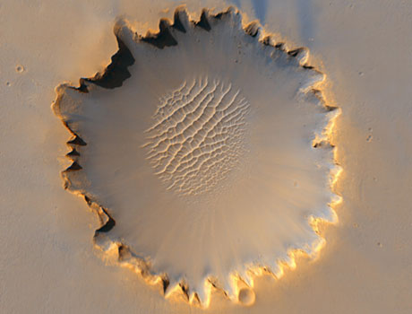 Close-up image of Victoria crater on Mars taken by the Mars Reconnaissance Orbiter