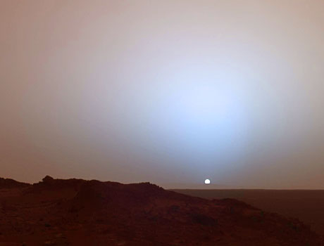 Stunning image of a Martian sunset captured by the Mars Exploration Rover Spirit
