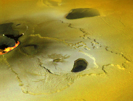 Image of an erupting volcano on Jupiter's moon Io taken by NASA's Galileo spacecraft