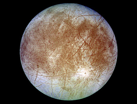 Image of Jupiter's icy moon Europa taken by NASA's Galileo spacecraft