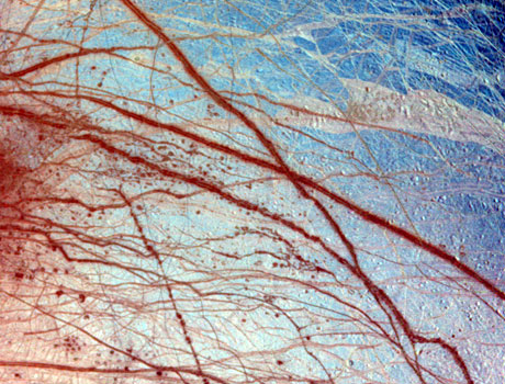 Close-up image of Jupiter's moon Europa taken by NASA's Galileo spacecraft