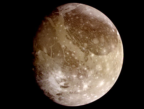 Natural color image of Jupiter's giant moon Ganymede taken by NASA's Galileo spacecraft during its first encounter