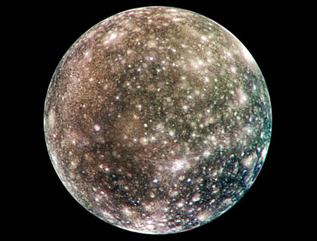 Image of Jupiter's icy moon Callisto taken by NASA's Galileo spacecraft