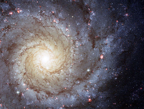 Hubble Space Telescope image of a spiral galaxy known as M74