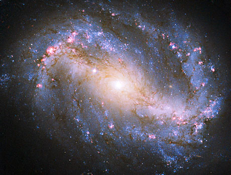 This is an image of a barred spiral galaxy known as NGC 6217