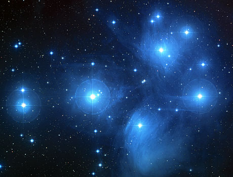 Hubble Space Telescope image of the Pleiades Star Cluster also known as the Seven Sisters