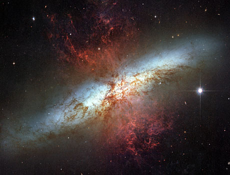 Hubble Space Telescope image of M82 the Starburst Galaxy