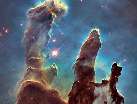 Hubble Space Telescope image of gas pillars in M16 the Eagle Nebula