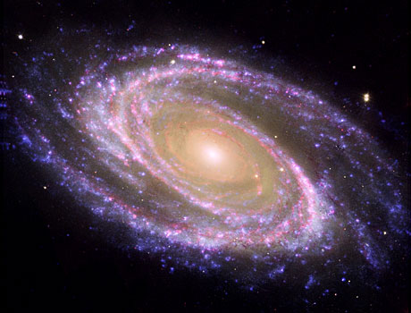 Spitzer Space Telescope image of Spiral Galaxy M81 in multiple wavelengths