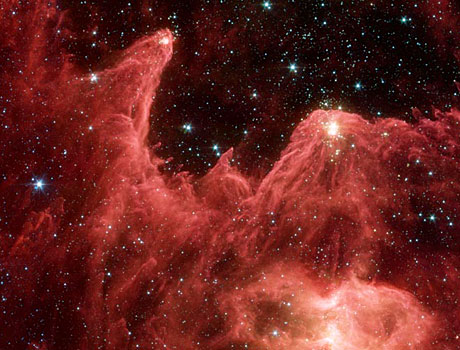 Spitzer Space Telescope image of the Mountains of Creation in the W5 star forming region of Cassiopeia