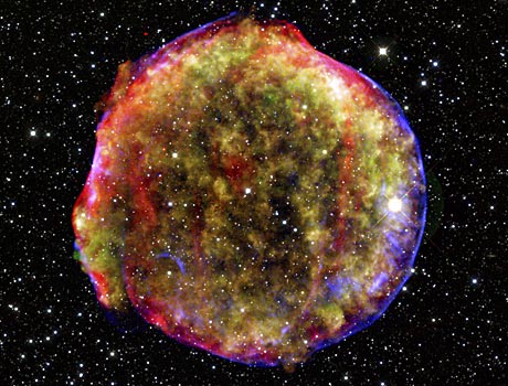 Spitzer Space Telescope image of the Tycho Supernova Remnant