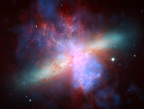 Spitzer Space Telescope composite image of galaxy M82