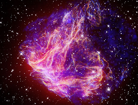 Spitzer Space Telescope image of stellar debris in the Large Magellanic Cloud