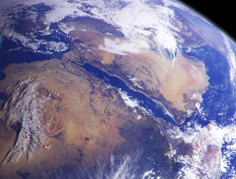 Galileo spacecraft image of the Earth showing northeast Africa and the Middle-East