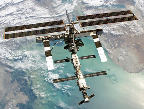 STS-114 Image of the International Space Station (ISS) over the Caspian Sea