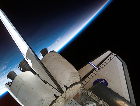 STS-118 image of Space Shuttle Endeavour in orbit above the Earth