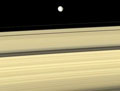 Mimas Above the Rings